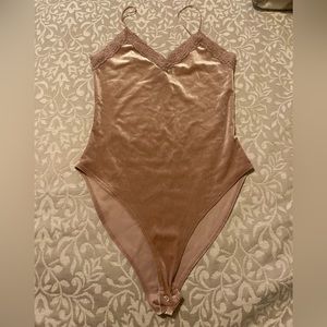 Forever 21 Pink Velvet Lace Bodysuit